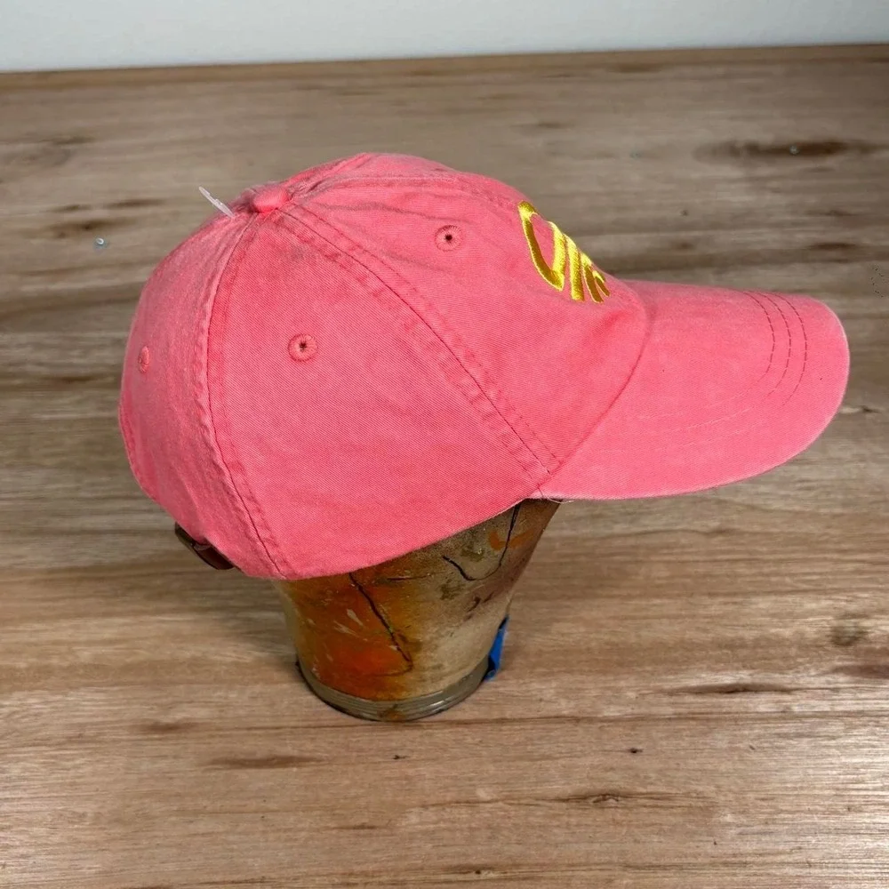 ADAMS Coral pink vintage 90s baseball cap Salmon Pink w/ Sunset Embroidery